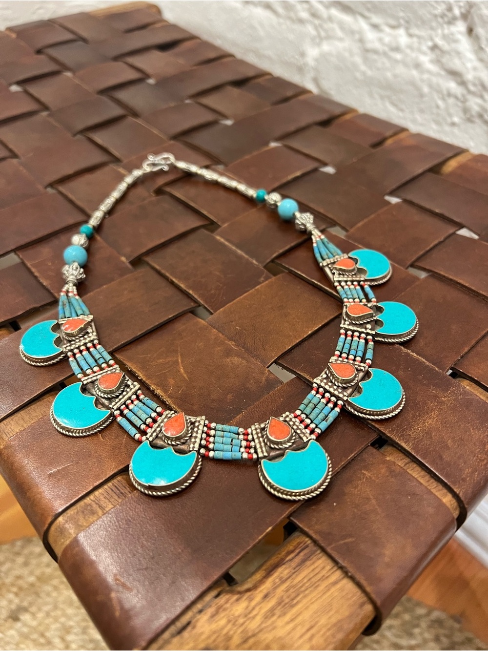 Tibetan Handmade Turquoise and Onyx Necklace